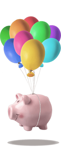 Piggy Bank with Balloons